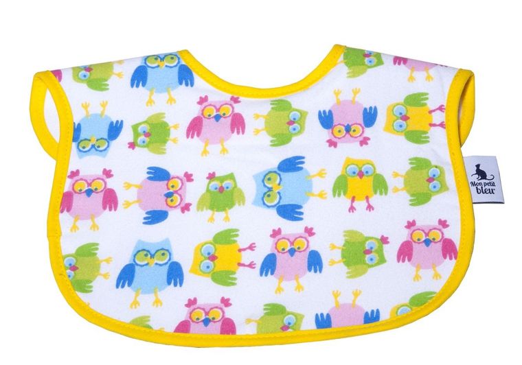 Mon Petit Bleu, śliniak dla ząbkujących dzieci, Sowy, 2 szt.