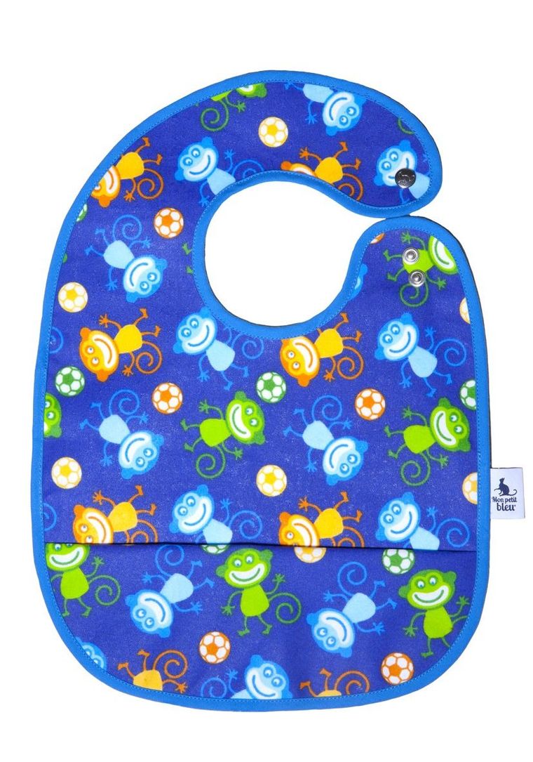 Mon Petit Bleu, śliniak z kieszonką, Małpki