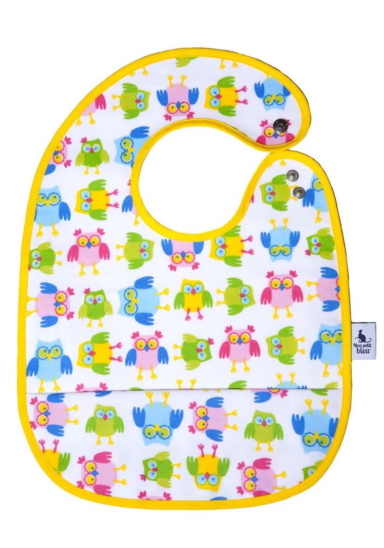 Mon Petit Bleu, śliniak z kieszonką, Sowy