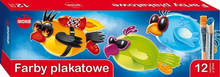 Mona, farby plakatowe, 20 ml, 12 kolorów