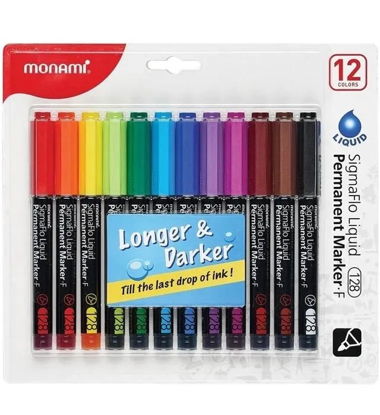 Monami, SigmaFlo, marker permanentny, 12 kolorów