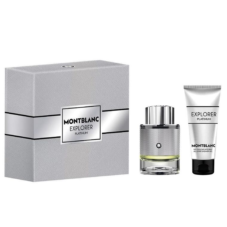 Mont Blanc, Explorer Platinum, zestaw, woda perfumowana spray, 60 ml + żel pod prysznic, 100 ml
