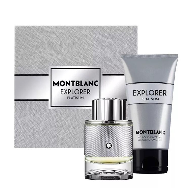 Mont Blanc, Explorer Platinum, zestaw, woda perfumowana spray, 60 ml + żel pod prysznic, 100 ml