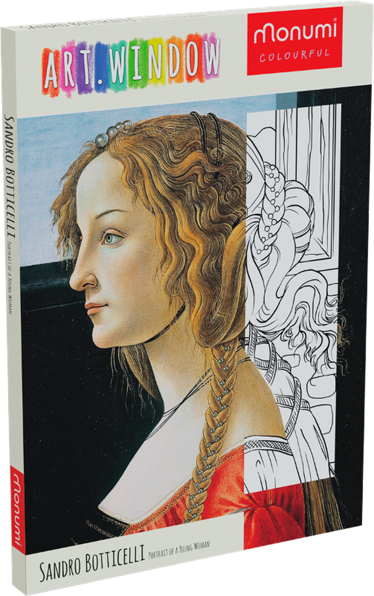 Monumi, Arts, Portrait of a Young Woman, kolorowanka, ramka