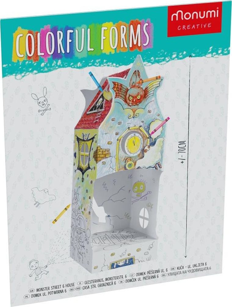 Monumi, kolorowanka 3D, domek, ul. Potworna 6