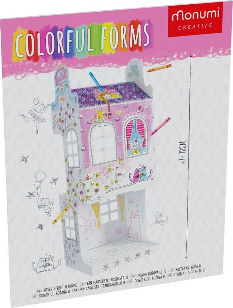 Monumi, kolorowanka 3D, domek, ul. Różana 8