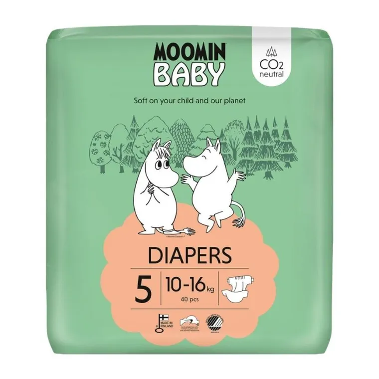 Moomin Baby, Eko, pieluszki, rozmiar 5, Maxi, 10-16 kg, 40 szt.