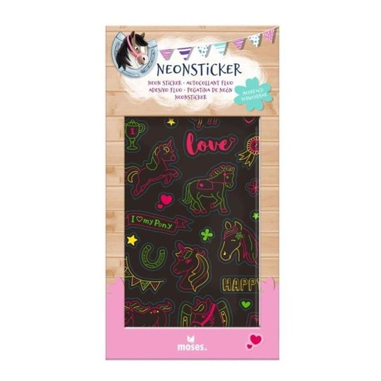 Moses, zestaw neonowych naklejek, konie