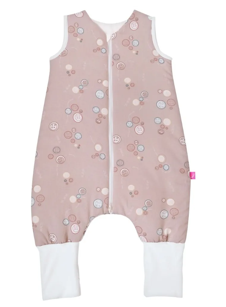 Motherhood, bawełniany śpiworek ocieplany, z nogawkami, TOG 2, różowe guziki, 12-18m