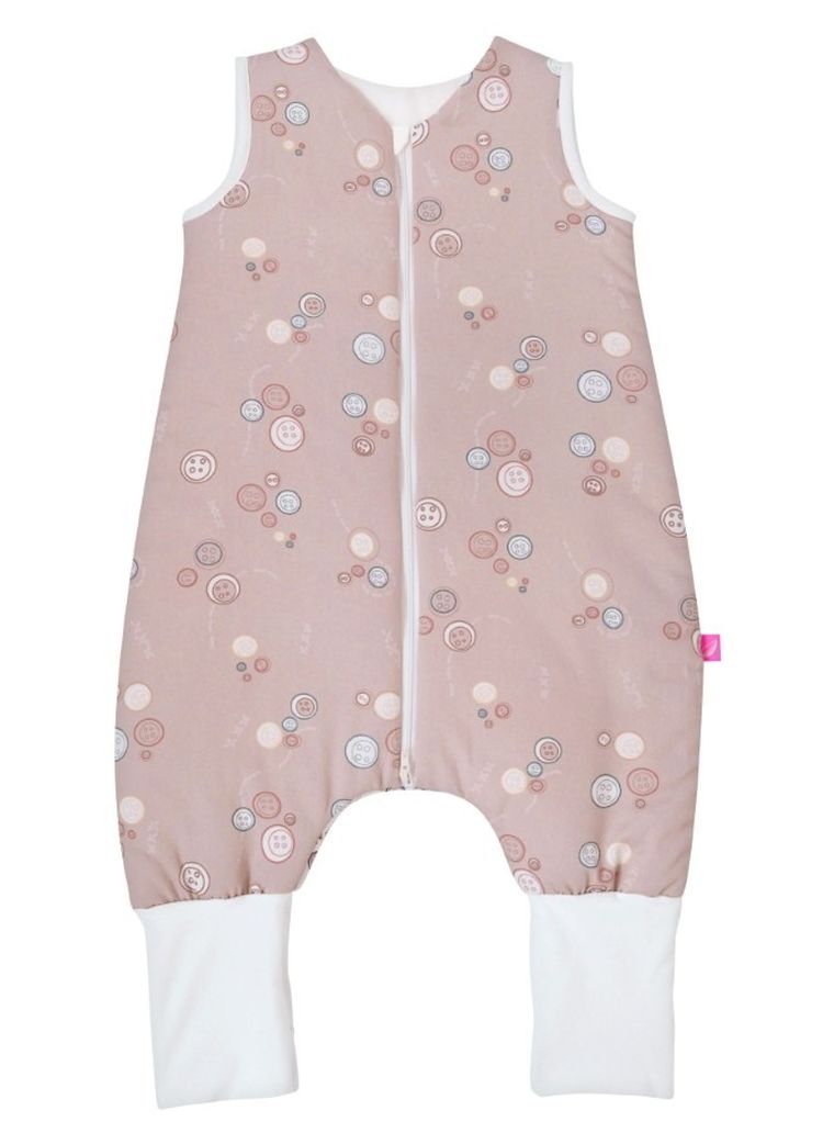 Motherhood, bawełniany śpiworek ocieplany, z nogawkami, TOG 2, różowe guziki, 1.5-2.5l