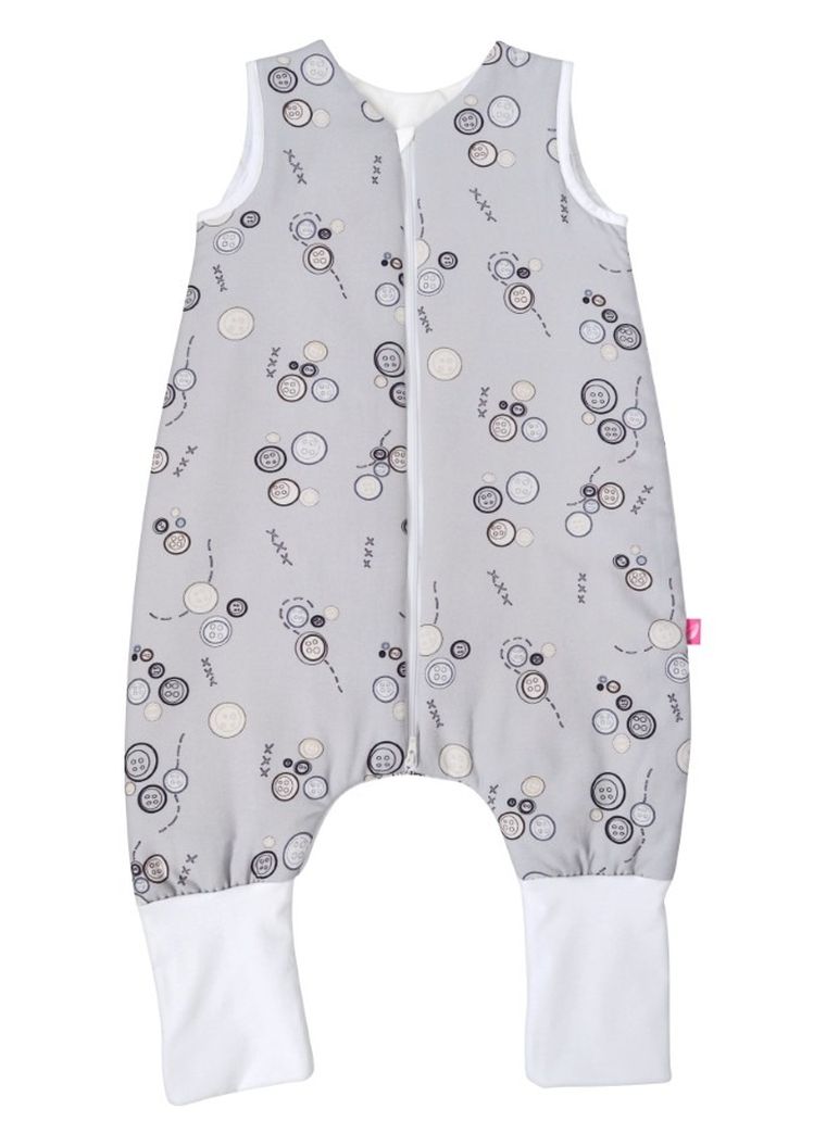 Motherhood, bawełniany śpiworek ocieplany, z nogawkami, TOG 2, szare guziki, 1.5-2.5l
