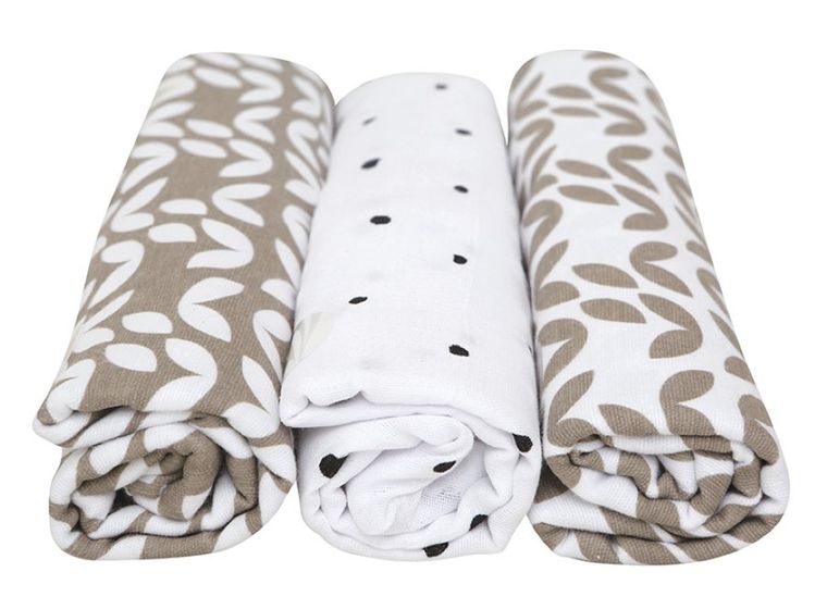 Motherhood, Classics Beżowy 2023, pielucha bawełniana, 70-80 cm, 3 szt.