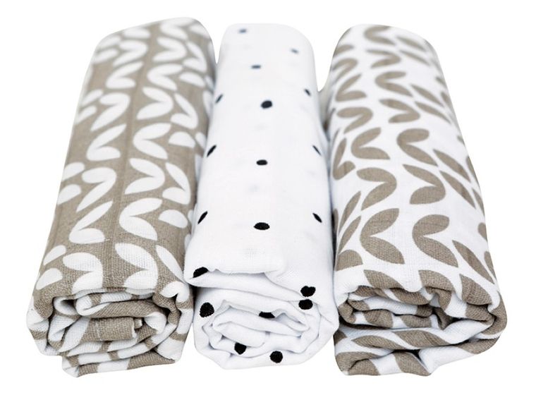 Motherhood, Classics Beżowy 2023, pielucha muślinowa, 70-80 cm, 3 szt.