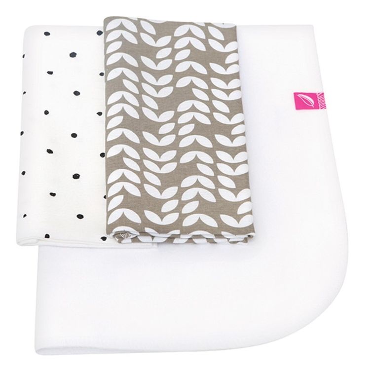 Motherhood, Classics Beżowy 2023, zestaw: przewijak podręczny + prześcieradło flanelowe, 2 szt.