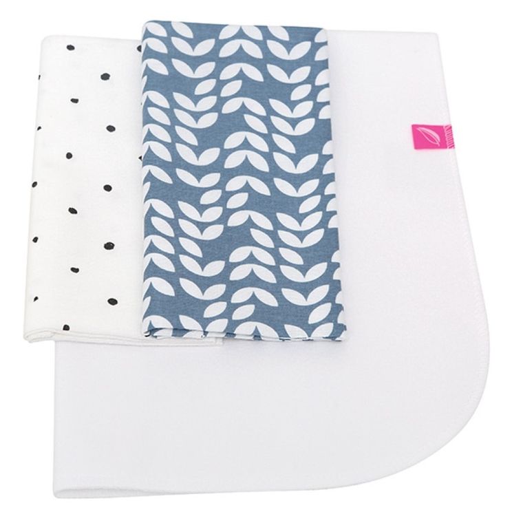 Motherhood, Classics Niebieski 2023, zestaw: przewijak podręczny + prześcieradło flanelowe, 2 szt.