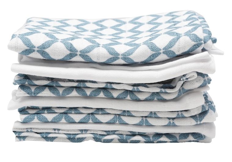 Motherhood, Classics Niebieski, chusteczki muślinowe, 30-30 cm, 7 szt.