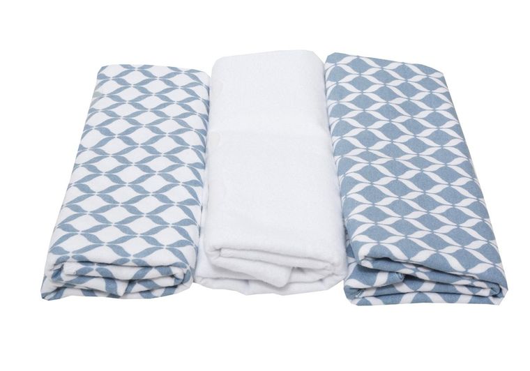 Motherhood, Classics Niebieski, pieluszka flanelowa, 70-80 cm, 3 szt.