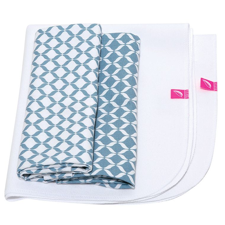 Motherhood, Classics Niebieski, zestaw: przewijak podręczny + prześcieradło flanelowe, 2 szt.
