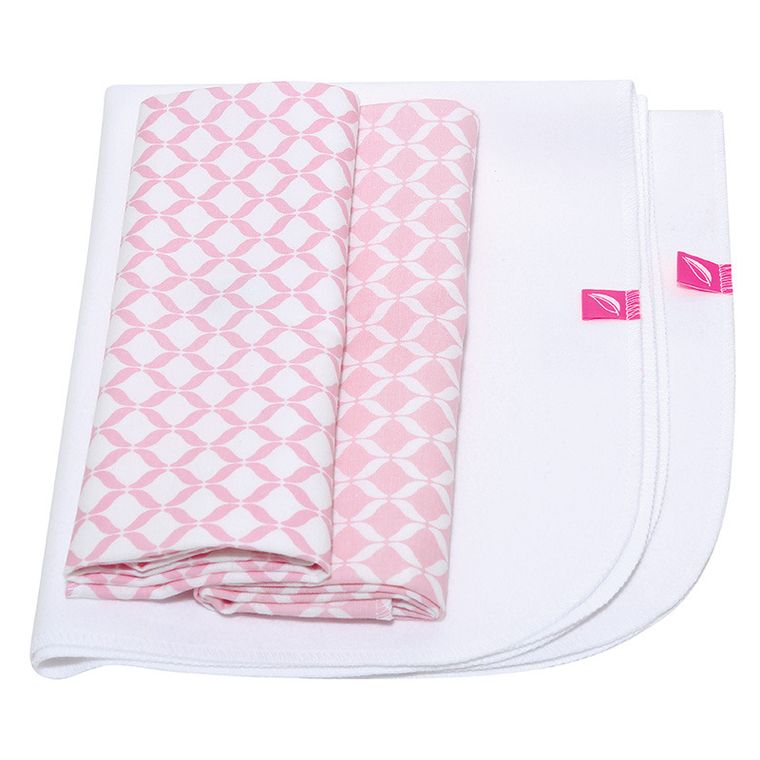 Motherhood, Classics Różowy, zestaw: przewijak podręczny + prześcieradło flanelowe, 2 szt.