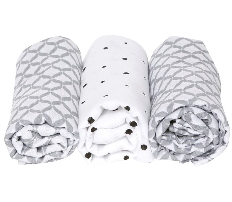 Motherhood, Classics Szary, pieluszka muślinowa, 70-80 cm, 3 szt.