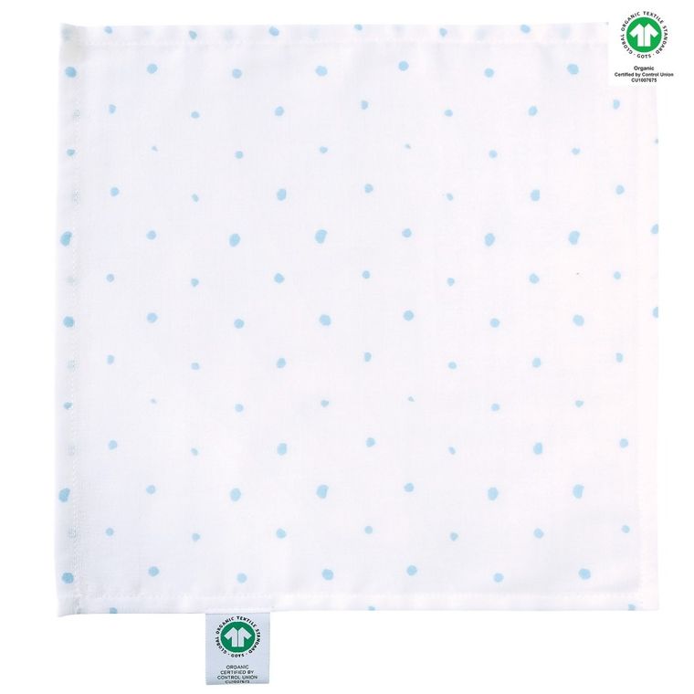 Motherhood, ECO Kropeczki Niebieskie, chusteczki muślinowe, 30-30 cm
