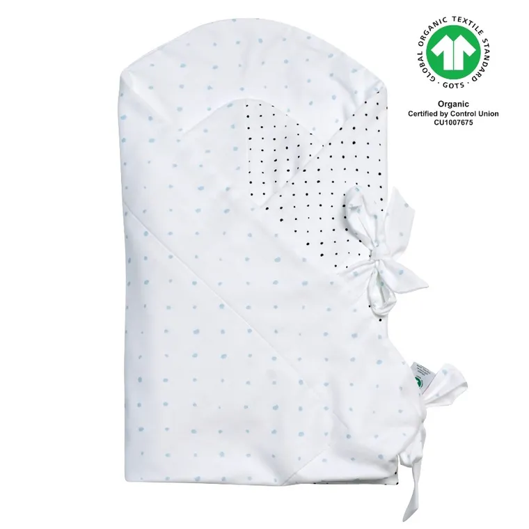 Motherhood, ECO Kropeczki Niebieskie, rożek muślinowy