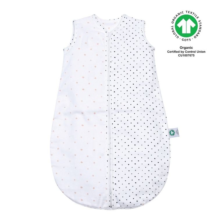 Motherhood, ECO Kropeczki Różowe, śpiworek muślinowy, TOG 0.5, 6-18m