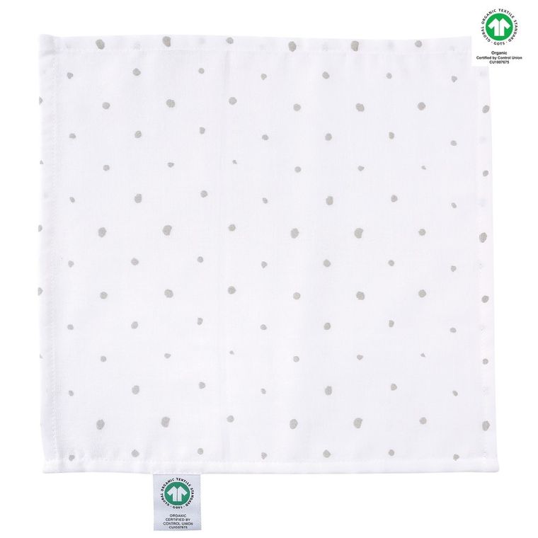 Motherhood, ECO Kropeczki Szare, chusteczki muślinowe, 30-30 cm