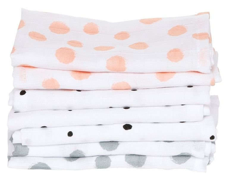 Motherhood, Kropy Różowe, chusteczki muślinowe, 30-30 cm, 7 szt.