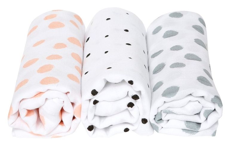 Motherhood, Kropy Różowe, pieluszka muślinowa, 70-80 cm, 3 szt.