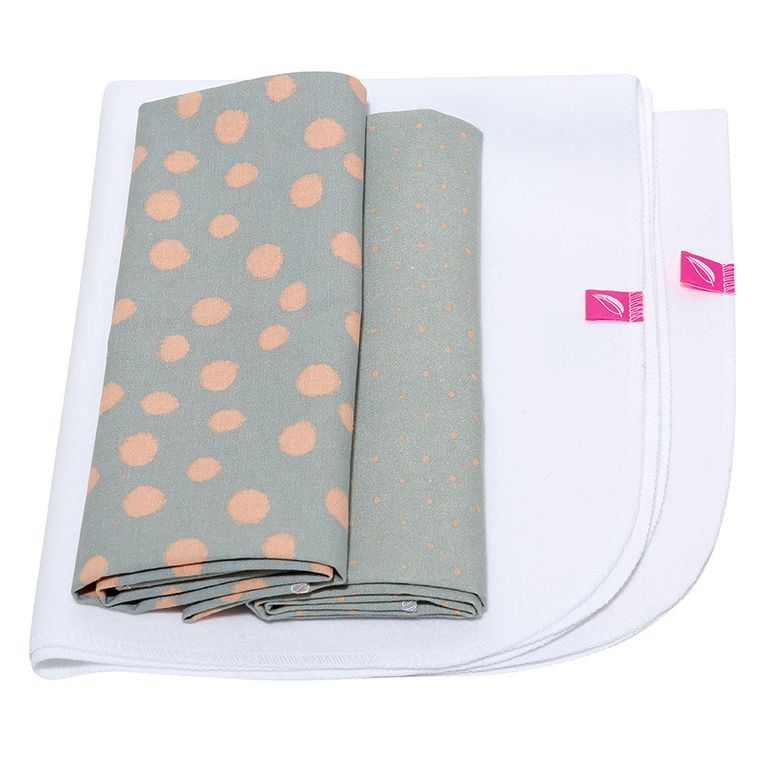 Motherhood, Kropy Różowe, zestaw: przewijak podręczny + prześcieradło flanelowe, 2 szt.