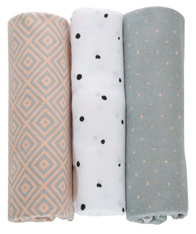 Motherhood, Kwadraty Różowe, pieluszka bawełniana, 70-80 cm, 3 szt.