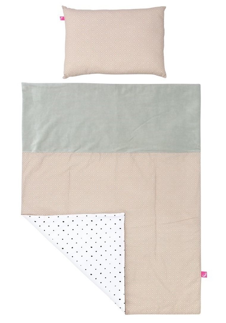 Motherhood, Kwadraty Różowe, zestaw przedszkolaka, kołdra z z poduszką