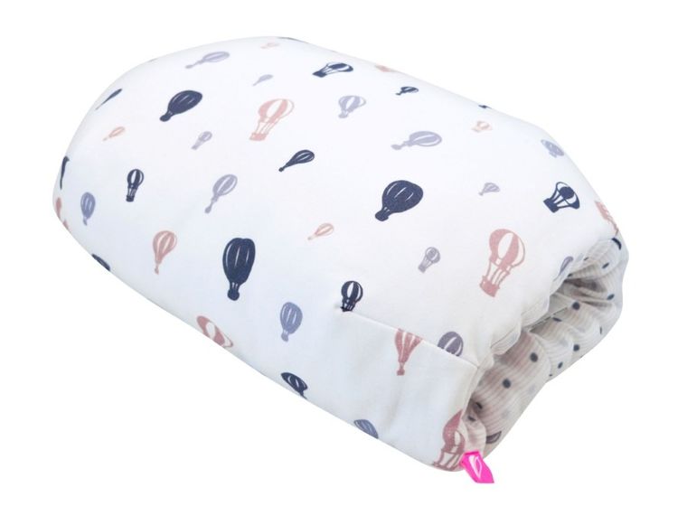 Motherhood, mufka, poduszka do karmienia, fioletowe baloniki