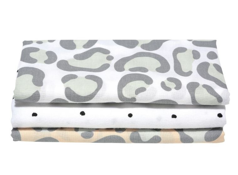 Motherhood, Ocelot Łososiowy, pieluszka flanelowa, 70-80 cm, 3 szt.