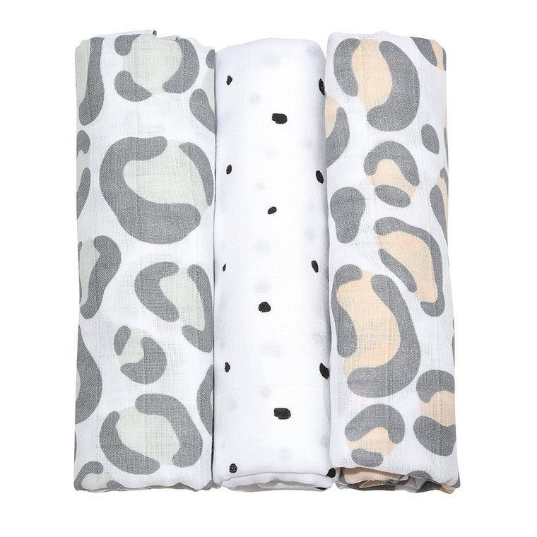 Motherhood, Ocelot Łososiowy, pieluszki muślinowe, 70-80 cm, 3 szt.