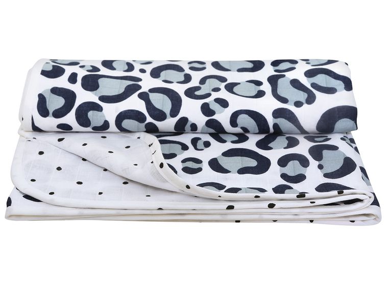 Motherhood, Ocelot Niebieski, kocyk muślinowy, dwuwarstwowy, 100-120 cm