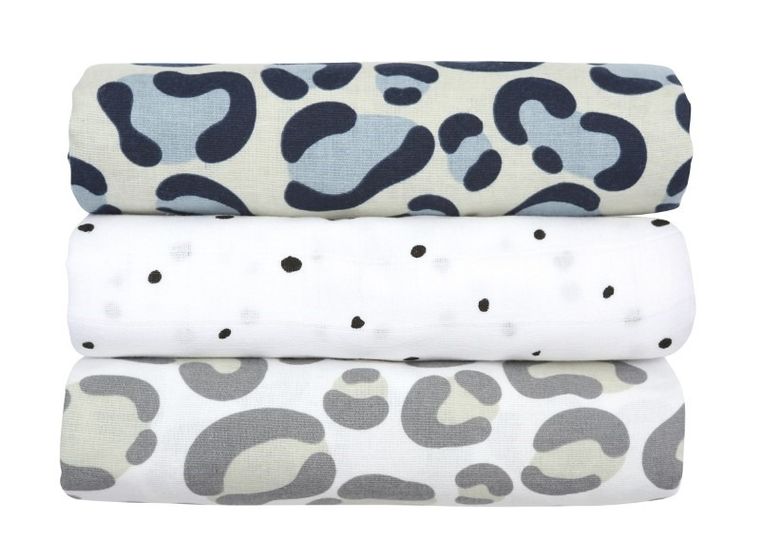 Motherhood, Ocelot Niebieski, pieluszka bawełniane, 70-80 cm, 3 szt.
