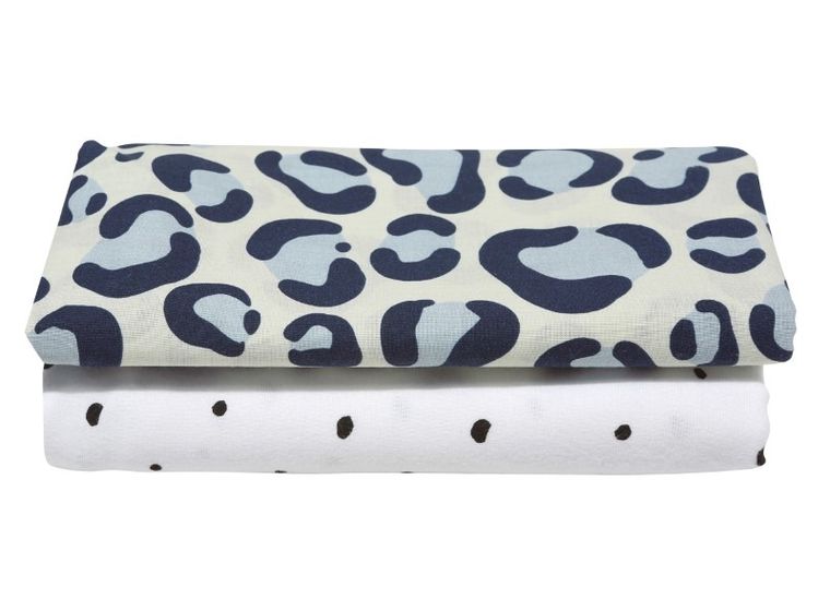 Motherhood, Ocelot Niebieski, Premium, pielucha, otulacz flanelowy, 80-120 cm, 2 szt.