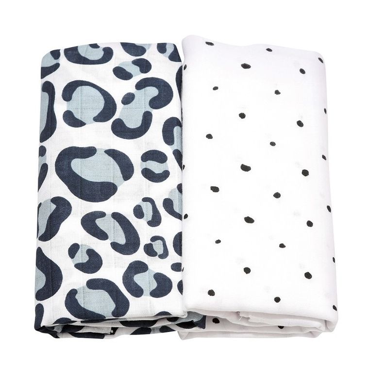Motherhood, Ocelot Niebieski, Premium, pielucha, otulacz muślinowy, 100-120 cm, 2 szt.