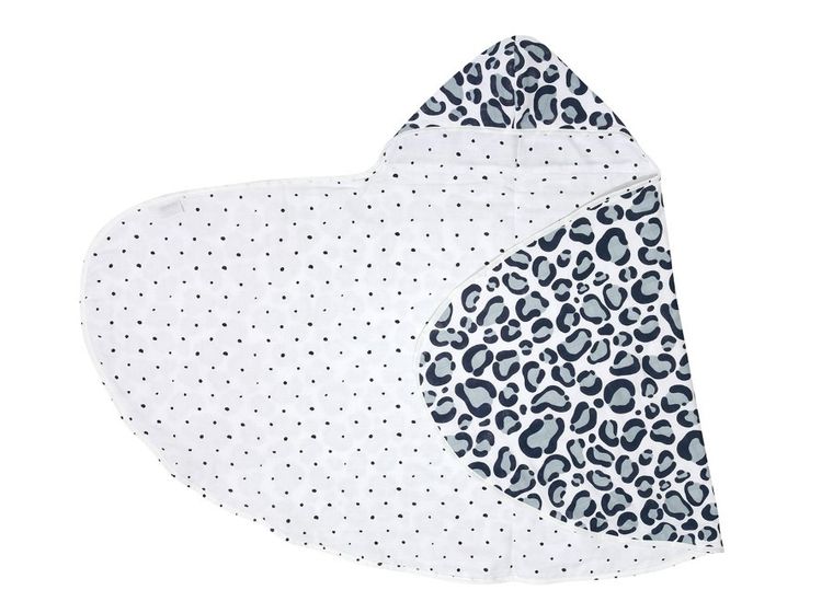 Motherhood, Ocelot Niebieski, ręcznik muślinowy z kapturkiem, 65-130 cm