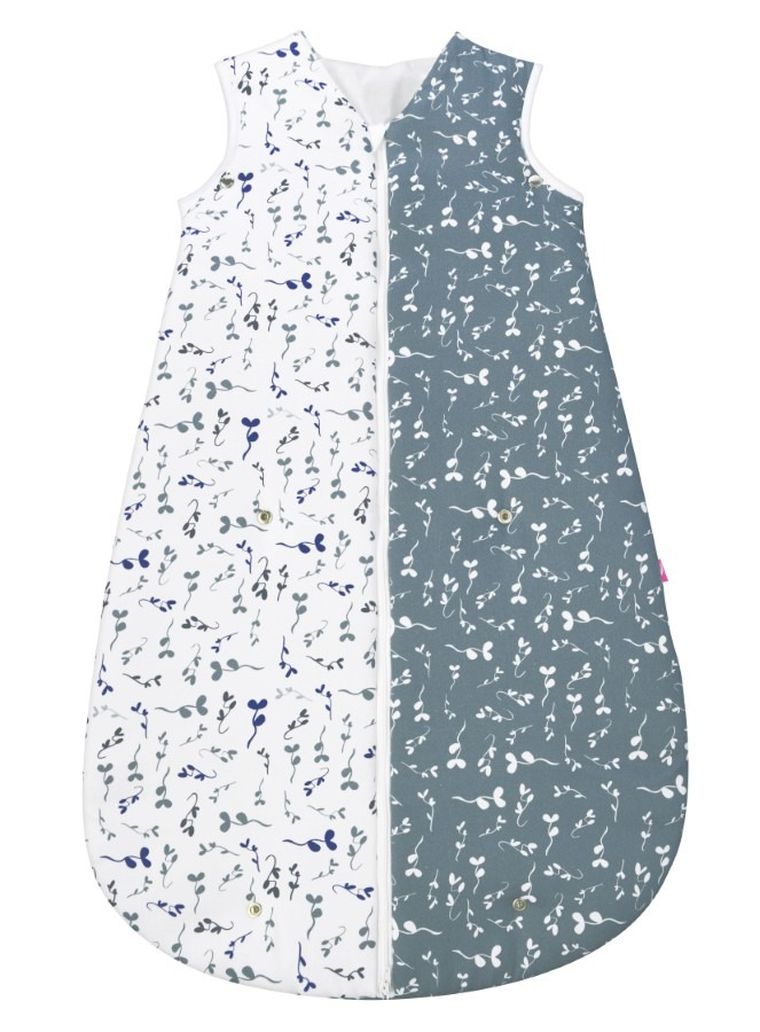 Motherhood, ocieplany śpiworek, 2w1, TOG 3, niebieskie listki, 3-18m