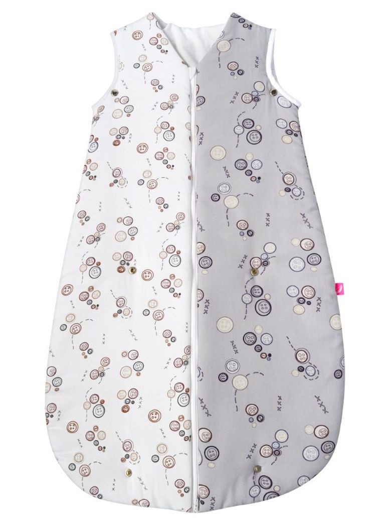 Motherhood, ocieplany śpiworek, 2w1, TOG 3, szare guziki, 3-18m