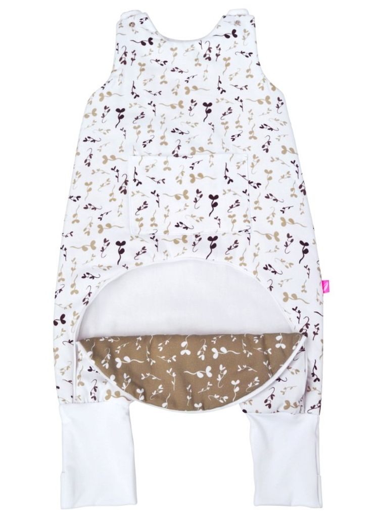 Motherhood, ocieplany śpiworek z nogawkami i kieszonką, TOG 2, beżowe listki, 1.5-2.5l