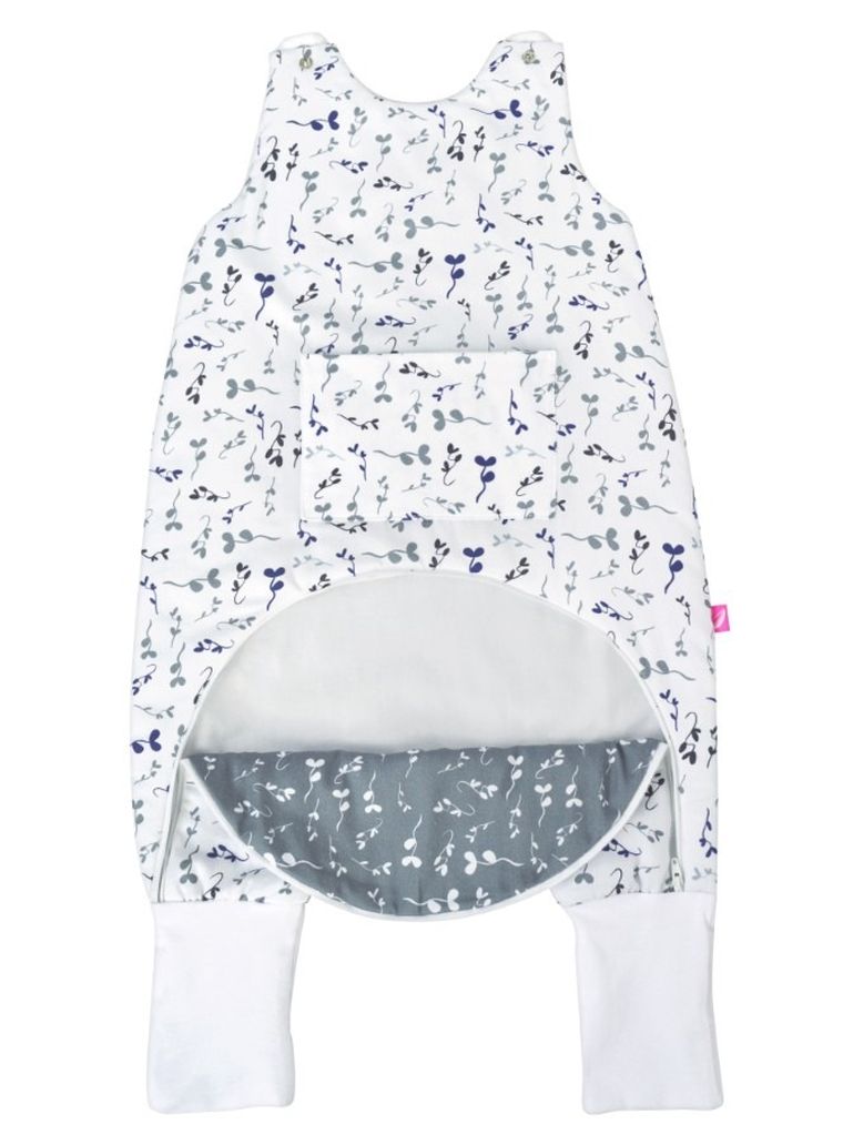Motherhood, ocieplany śpiworek z nogawkami i kieszonką, TOG 2, niebieskie listki, 12-18m