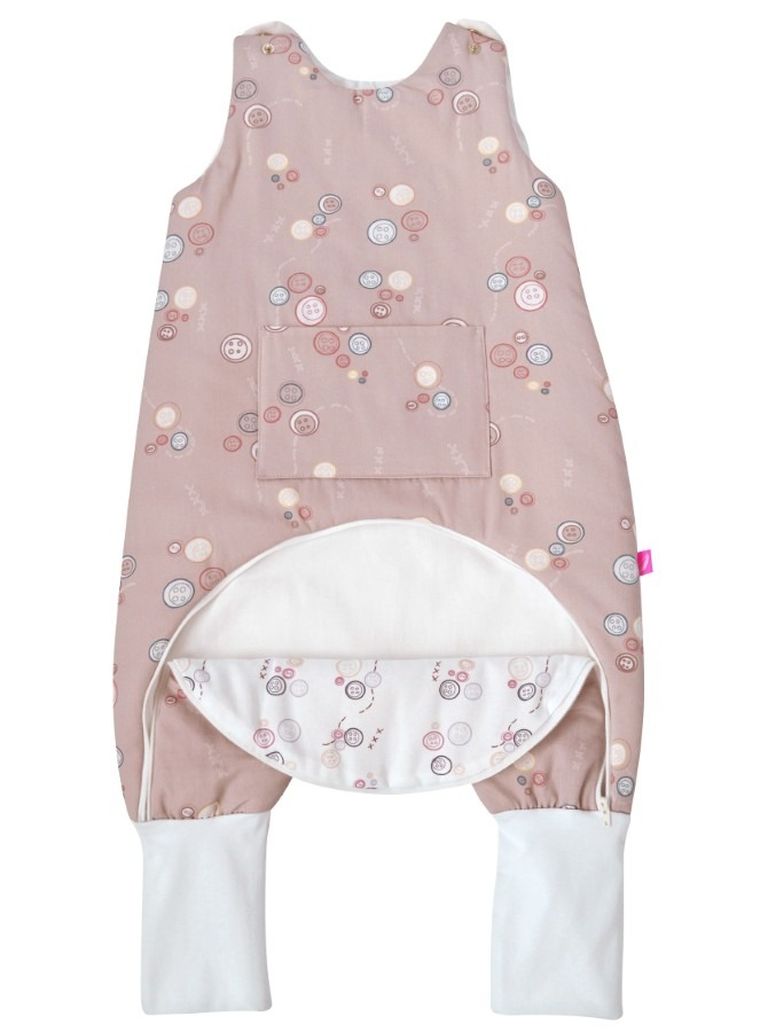 Motherhood, ocieplany śpiworek z nogawkami i kieszonką, TOG 2, różowe guziki, 1.5-2.5l