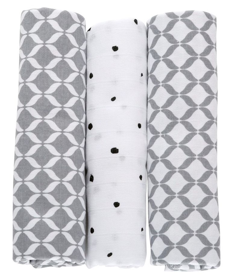 Motherhood, pieluszki bawełniane, szary classics, 70-80 cm, 3 szt.