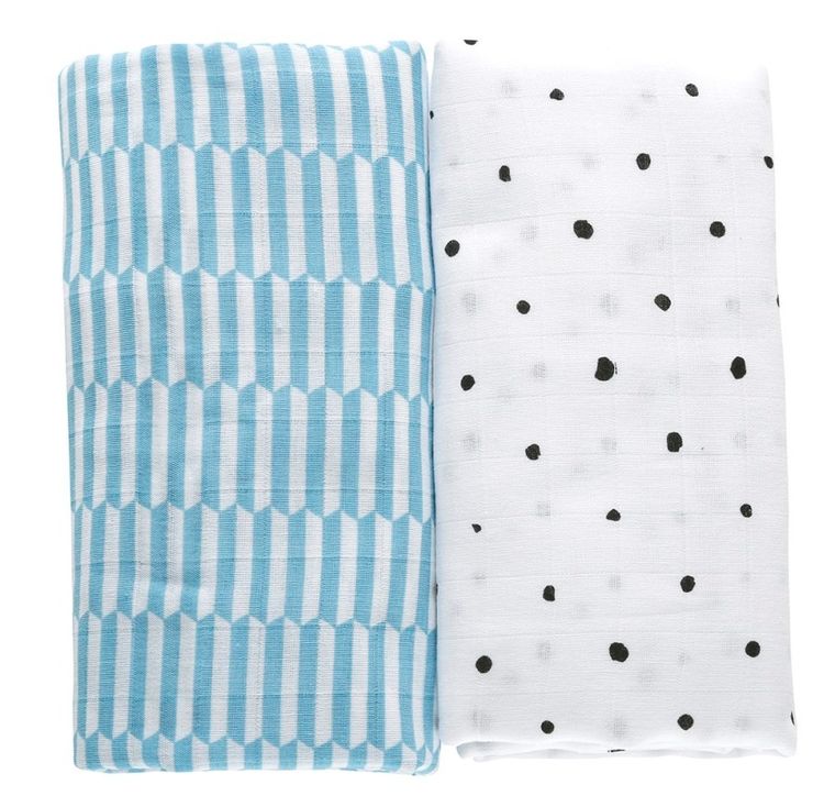 Motherhood, Płotek Niebieski, Premium, pielucha, otulacz muślinowy bawełniany, 100-120 cm, 2 szt.