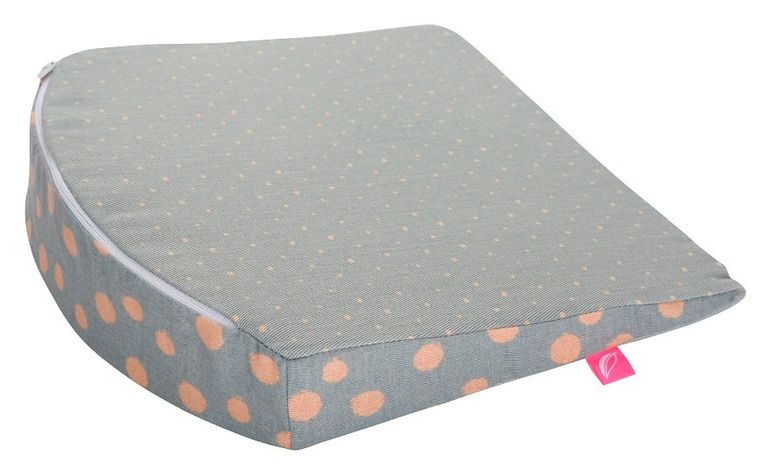 Motherhood, poduszka klin do wózka głębokiego, kropy różowe