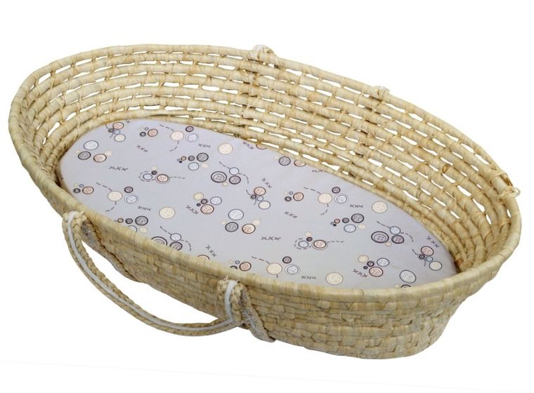 Motherhood, prześcieradło z gumką do gondoli, szare guziki, 35-75 cm